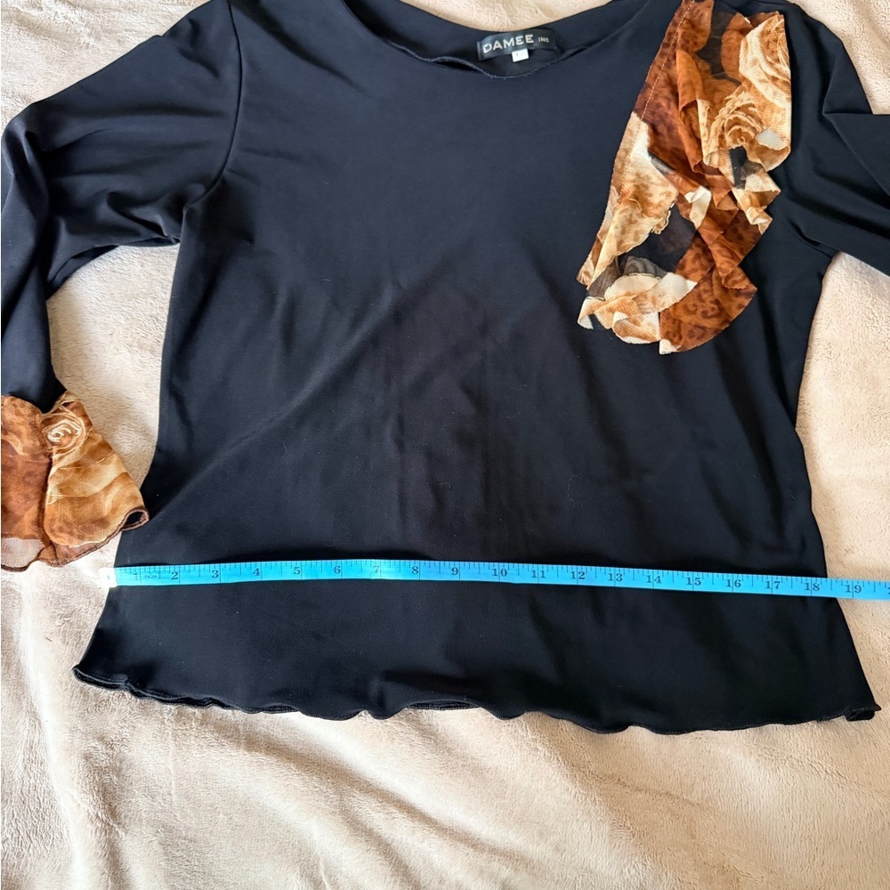 Black and Brown Floral Ruffle Women's Top and skirt size large - Picture 4 of 11